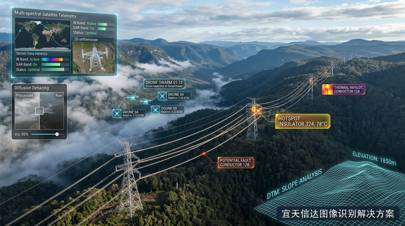 星地多光谱时空流形图谱与特高压走廊全天候智能遥感感知系统全景图